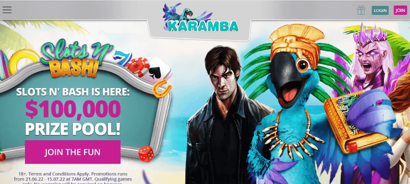 Interface du Casino Karamba