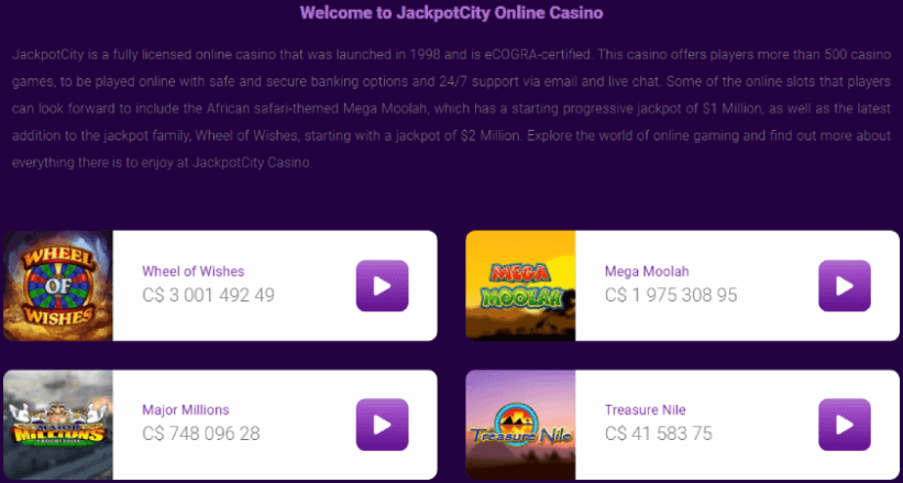 Bienvenue sur JackpotCity