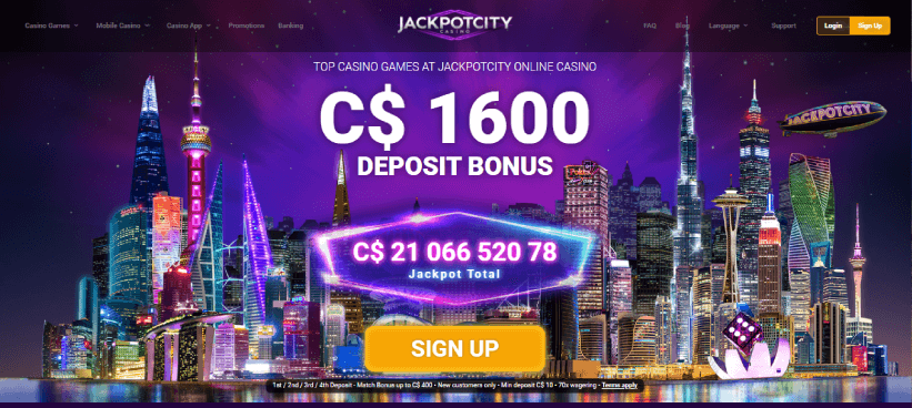 JackpotCity Casino-Interface de la plateforme