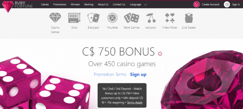 Revue du Casino Ruby Fortune