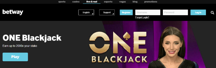 Blackjack sur Betway