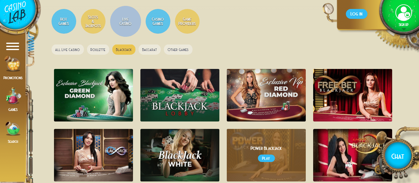 laboratoire de casino de blackjack