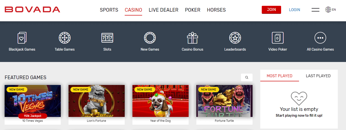 Bovada-Casino en ligne légal
